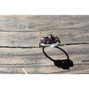 Raw Garnet Engagement Ring, Unique Sterling Silver Promise Ring